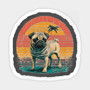 Pug vintage sunset Sticker